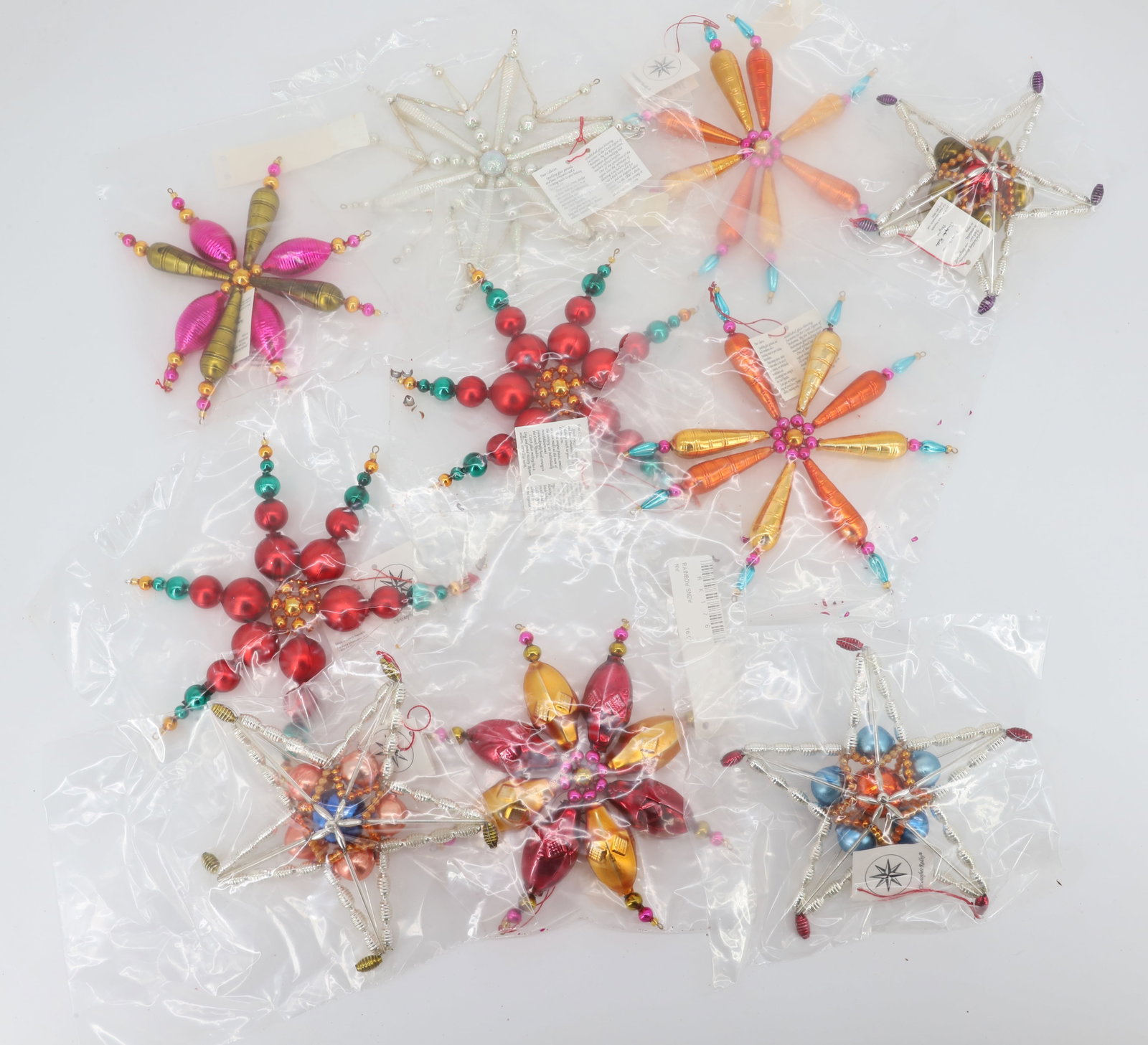 (9) VINTAGE CHRISTOPHER RADKO GLASS ORNAMENTS: MADE IN CZECH REPUBLIC. 8" DIAMETER. ORIGINAL TAGS. PLEASE READ CAREFULLY - THIS IS AN ONLINE ONLY AUCTION -Terms for Purchasing and Shipping of Auction Items. Please read carefully before bidding. Ha