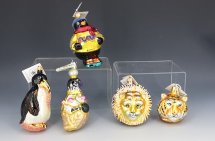 (5) VINTAGE CHRISTOPHER RADKO GLASS ORNAMENTS