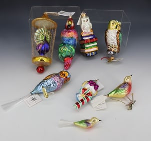 (8) VINTAGE CHRISTOPHER RADKO GLASS BIRD ORNAMENTS
