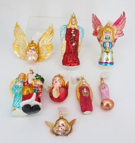 (8) VINTAGE CHRISTOPHER RADKO GLASS ANGEL ORNAMENTS