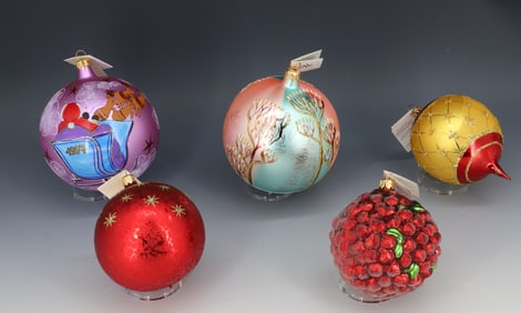 (5) VINTAGE CHRISTOPHER RADKO GLASS ORNAMENTS