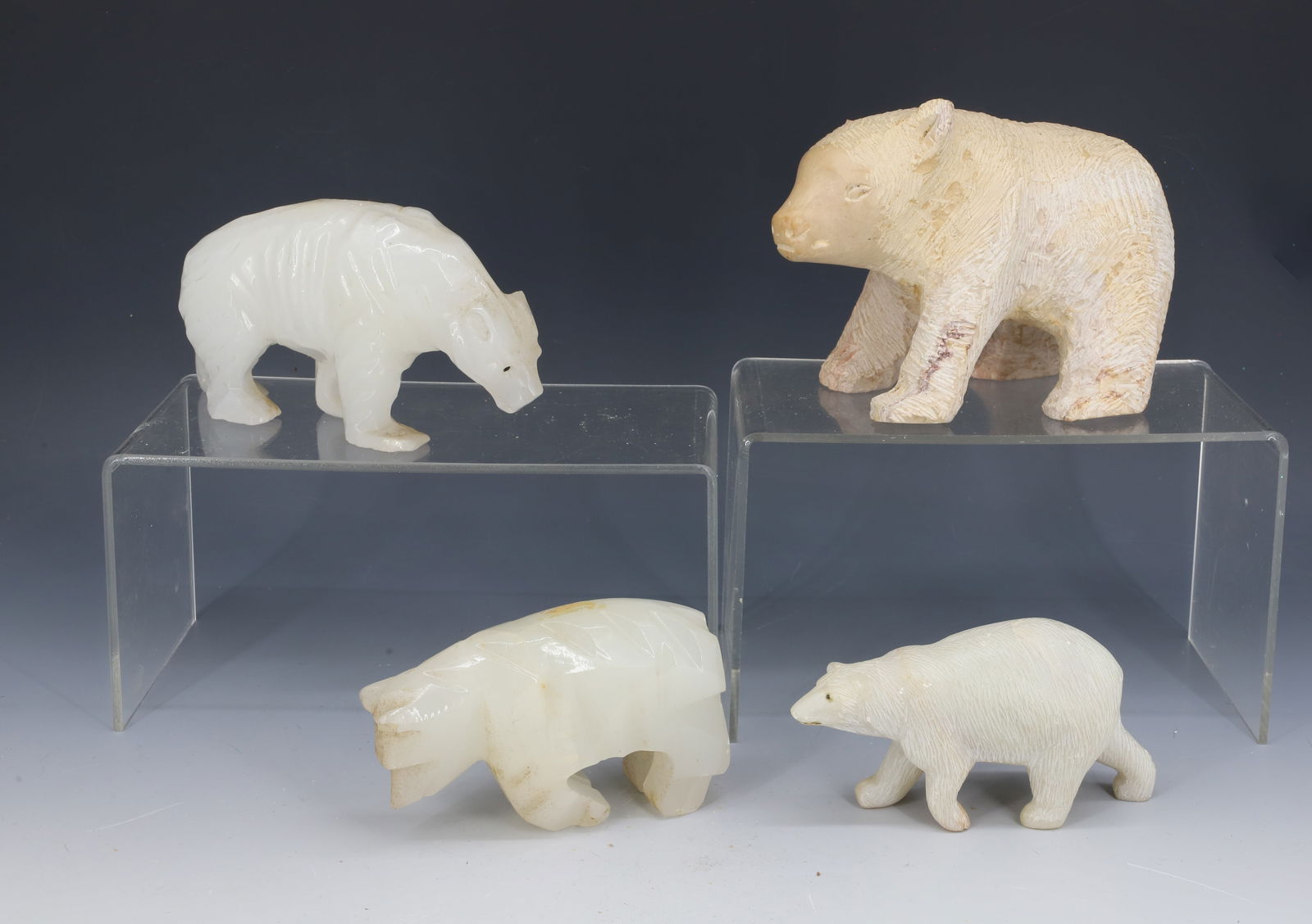 LOT OF CARVED STONE POLAR BEARS (1 of 5)