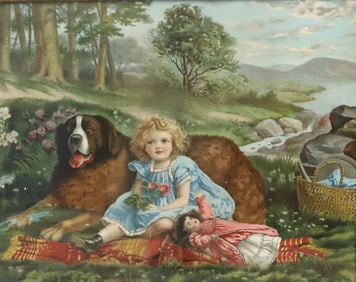 FRAMED ANTIQUE PRINT "WIDE AWAKE"