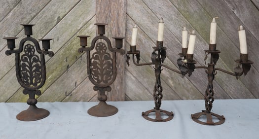 WROUGHT IRON CANDLE HOLDERS