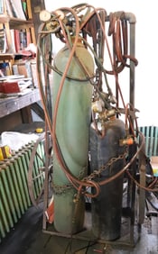 OXYGEN, ACETYLENE TANKS WITH CART