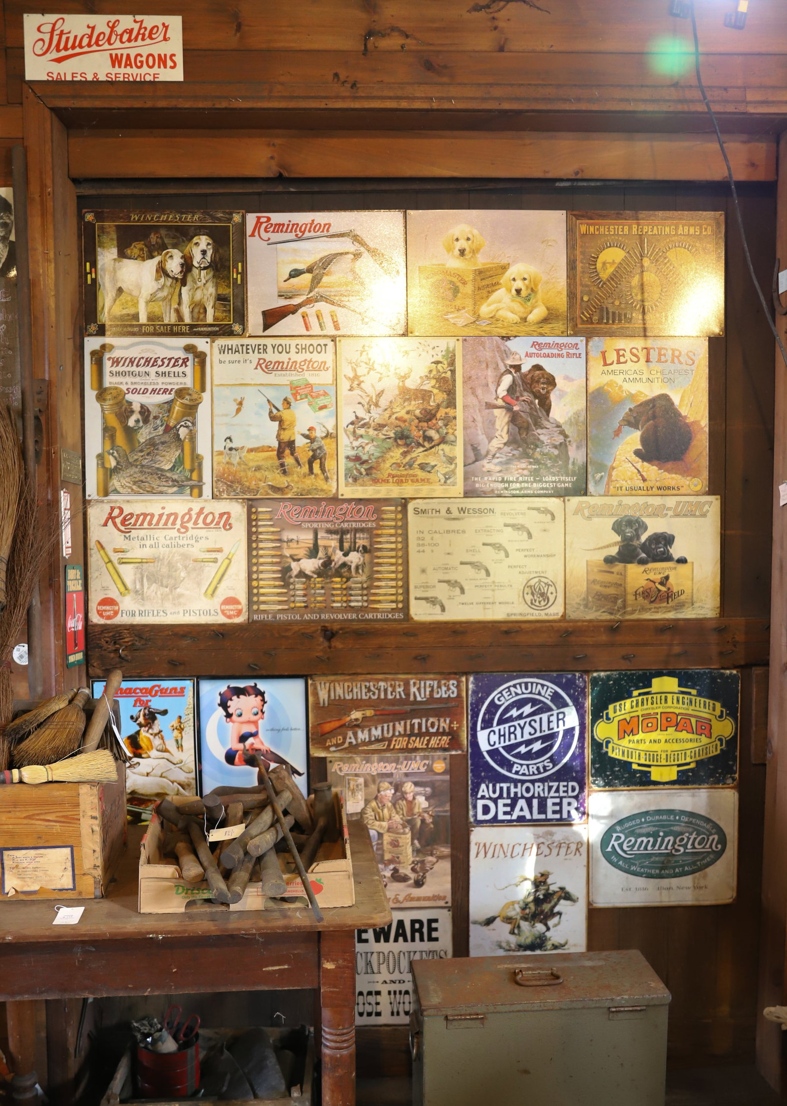 22 TIN SIGNS: REMINGTON, WINCHESTER, MOPAR, AND OTHERS THIS IS AN ON-SITE ONLINE ONLY AUCTION. ALL ITEMS ARE LOCATED at 1266 CHURCH RD, PEN ARGYL, PA 18072. THERE WILL BE NO SET PREVIEW TIME FOR THIS AUCTION. IF YO