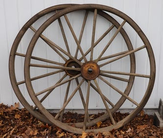 (2) WOOD / IRON FARM WHEELS