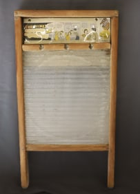 VINTAGE EMBOSSED GLASS  WASHBOARD