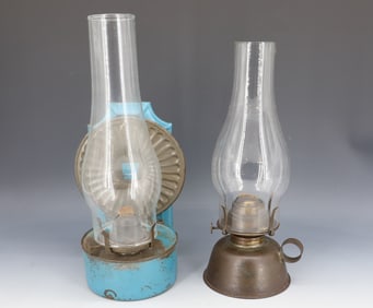 (2) TIN KEROSENE LAMPS