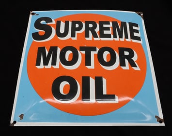 "SUPREME MOTOR OIL"  ADVERTISING SIGN