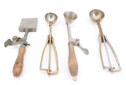 (4) ANTIQUE ICE CREAM SCOOPS