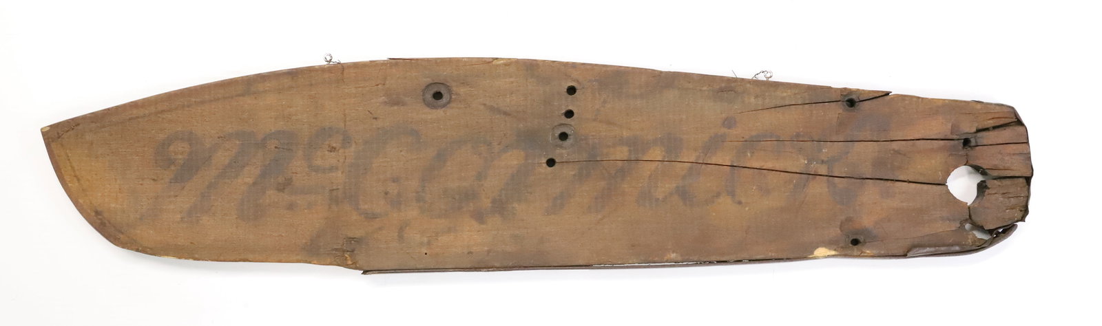 WOODEN "MCCORMICK" FRAGMENT: MCCORMICK MOWER BOARD. STENCILED WOODEN ADVERTISING PIECE. PAINT ON WOOD . 34" L. PLEASE READ CAREFULLY - Terms for Purchasing and Shipping of Auction Items. Please read carefully before bidding. Hart