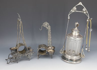 VICTORIAN PICKLE CASTER AND HOLDERS