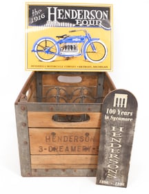 HENDERSON CRATE AND  MOTORCYCLE SIGN