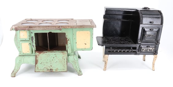 (2) CAST IRON TOY STOVES
