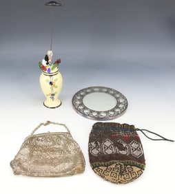 VINTAGE PURSES, HATPINS AND COASTER