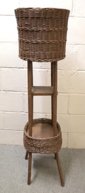 PAINTED WICKER-STYLE PLANT STAND