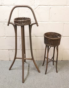 FIBER AND WICKER PLANT STANDS