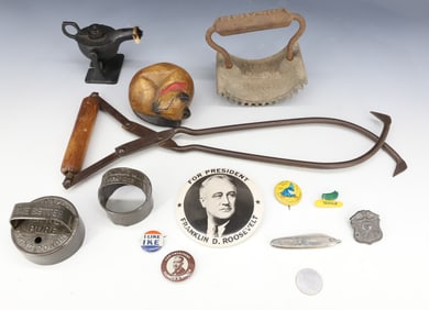 LOT OF PINBACKS, ADVERTISING AND MORE