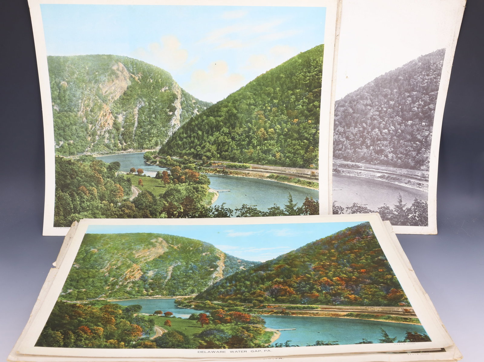 LARGE LOT OF DELAWARE WATER GAP PRINTS: DEPICTS DWG IN SUMMER. MRKD. A.A.&L.M. HAUSER. 11" X 17". PLEASE READ CAREFULLY - Terms for Purchasing and Shipping of Auction Items. Please read carefully before bidding. Hartzell?s Auction Gallery. 