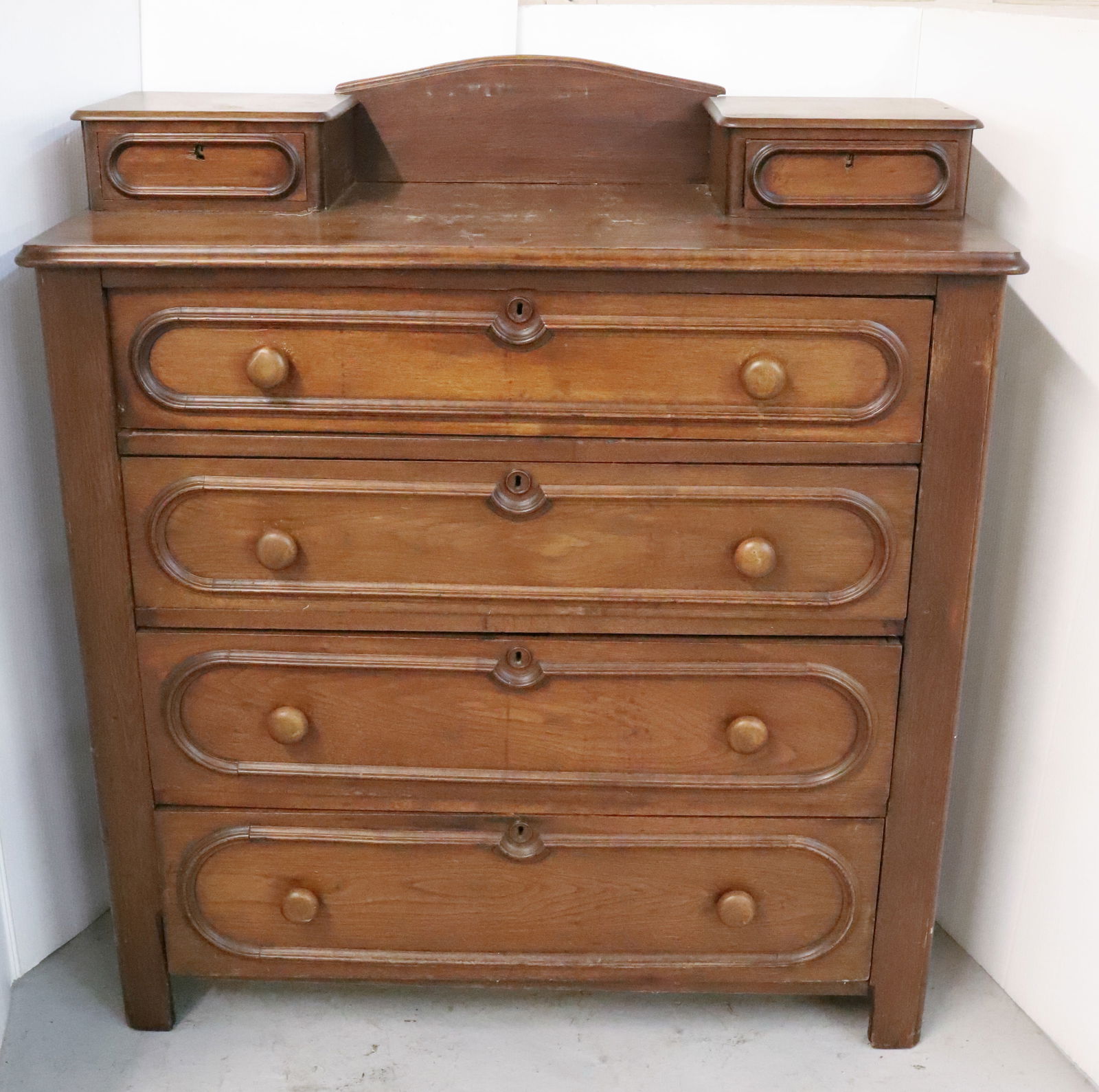 WALNUT VICTORIAN CHEST OF DRAWERS (1 of 9)