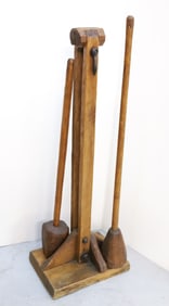 WOODEN CLAMP AND (2) STOMPERS