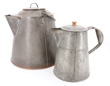 (2) ANTIQUE TIN COFFEE POTS