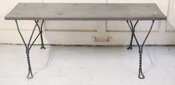 WOODEN AND WIRE BENCH