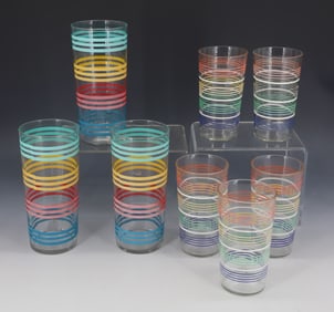 LOT OF VINTAGE STRIPED GLASSES