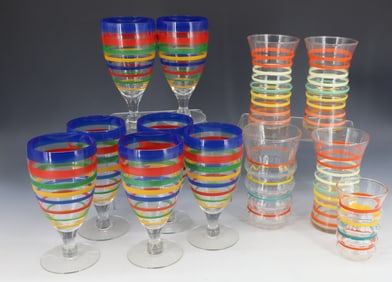 LOT OF VINTAGE STRIPED GLASSES
