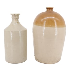 (2) UNUSUAL STONEWARE JUGS