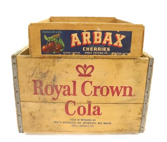 (2) WOODEN ADVERTISING CRATES