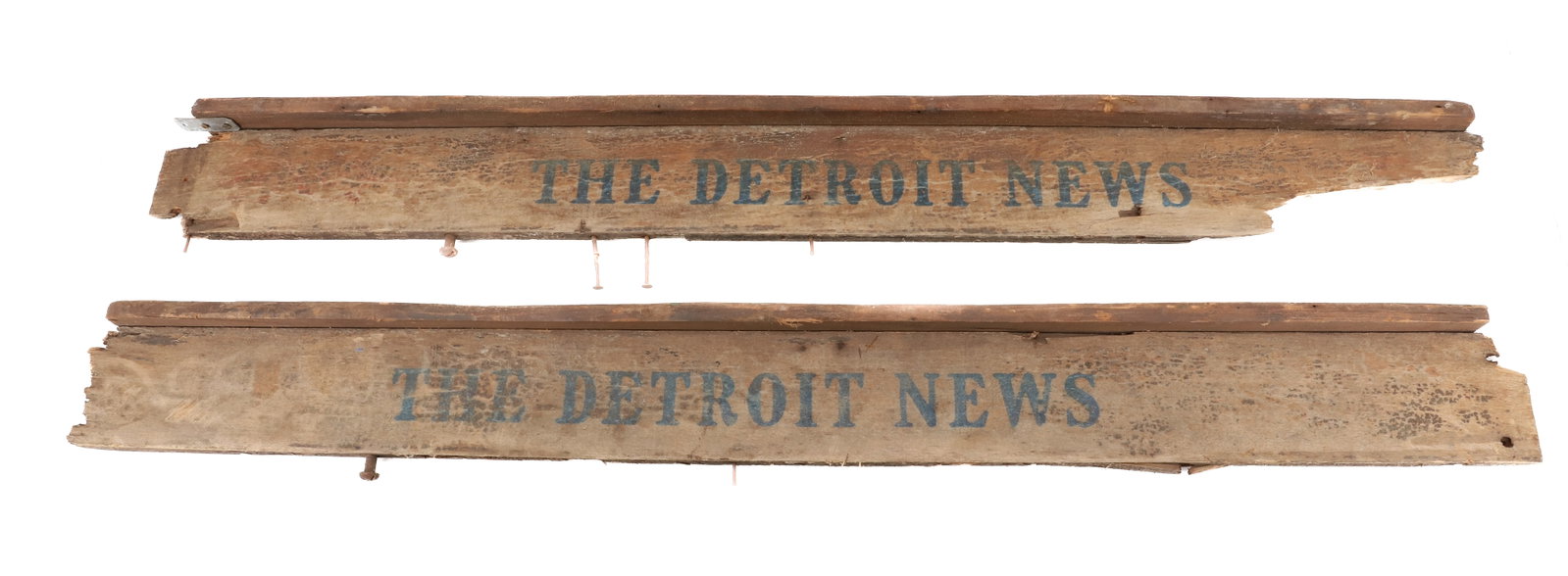 WOODEN WAGON ADVERTISING SIDES: "THE DETROIT NEWS" PAINTED ON WOOD. 34" L. PLEASE READ CAREFULLY - Terms for Purchasing and Shipping of Auction Items. Please read carefully before bidding. Hartzell?s Auction Gallery. Hartzell's Auct