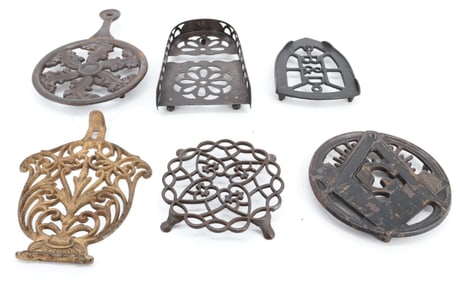 LOT OF (6) ANTIQUE TRIVETS