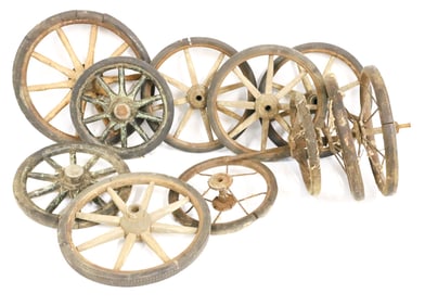 LOT OF ANTIQUE TOY WAGON / CARRIAGE WHEELS