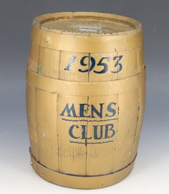 PAINTED WOODEN KEG BANK