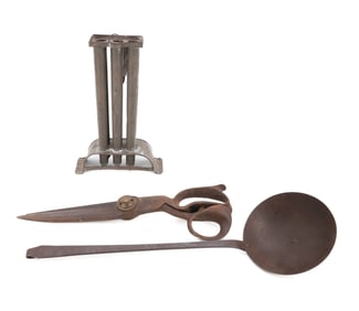 CANDLE MOLD, TAILOR SHEARS AND LADLE