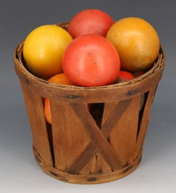PRODUCE BASKET WITH VINTAGE BALLS