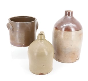 LOT OF POTTERY JUGS AND CROCK