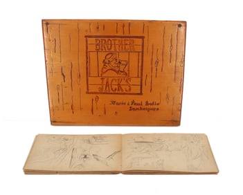 VINTAGE ARTIST'S SKETCHBOOK AND INN PLAQUE