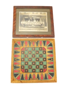 FRAMED DRUM CORP. PHOTOGRAPH AND GAMEBOARD