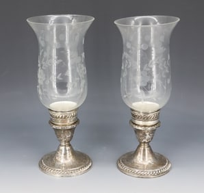 STERLING SILVER HURRICANE CANDLE HOLDERS