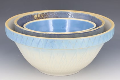 (3) STONEWARE MIXING BOWLS
