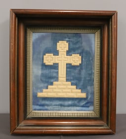 ANTIQUE PUNCHED PAPER LACEWORK CROSS