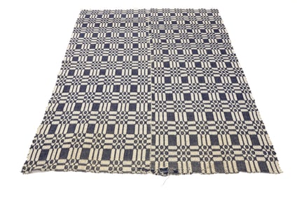 19TH C. BLUE / WHITE COVERLET