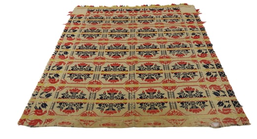 19TH C. MULTI-COLOR COVERLET