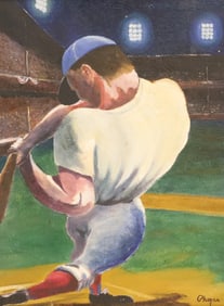 BASEBALL PLAYER, OIL ON MASONITE