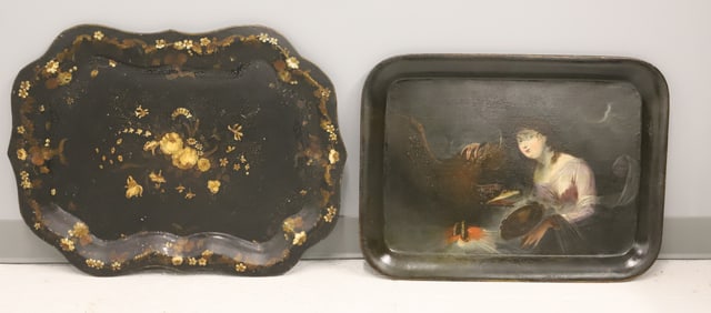 (2) PAINTED TOLEWARE TRAYS