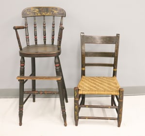 CHILD'S HIGHCHAIR AND CHAIR