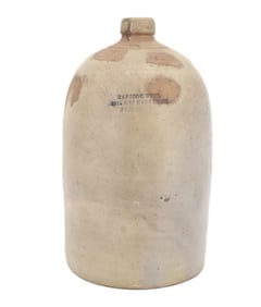 HANSCOM BROS, PHILADELPHIA STONEWARE ADVERTISING JUG